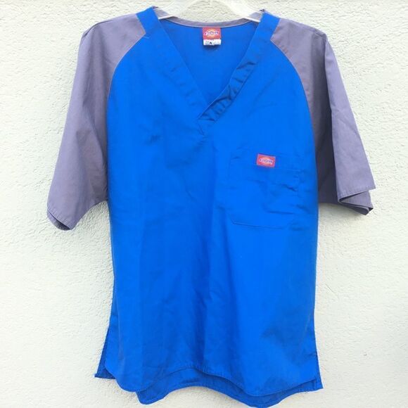 Dickies Blue and Gray Scrubs Short Sleeve Top - Picture 1 of 5